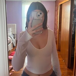 Aeropostale white long sleeve crop top size small